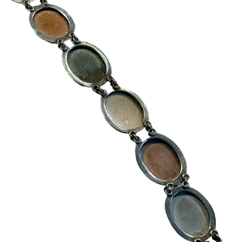 Antique Bracelet Stone Cameo 800 Silver Victorian Lava RARE Seven Days Chariots - Picture 2 of 14